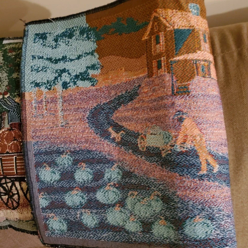 Vintage Woven Tapestry Country Scene 34